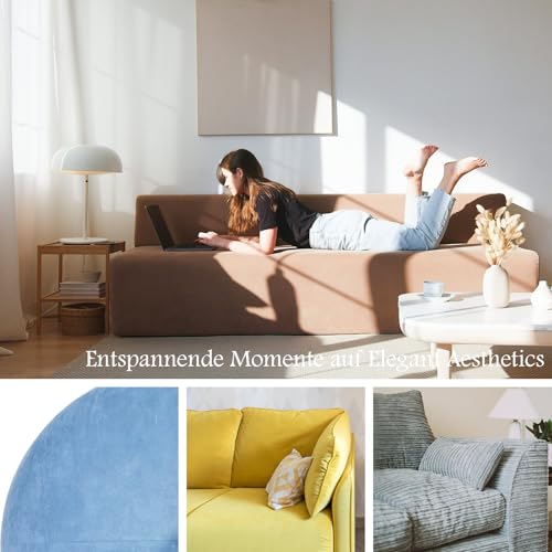 ComfortAce Premium Minimalist Samt Runde Kissen, Luxus 700G 3D silikonisierte Fasern Füllung Runde Kissen für Sofa und Bett Dekoration, 45cm Durchmesser, Luftig Blau
