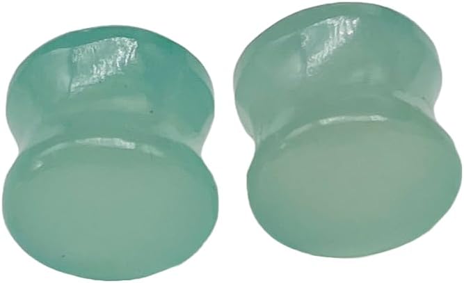 Natural Aqua Chalcedony Double Flared Ear Plugs | Handcrafted Gemstone Body Piercing Jewelry | Organic Stone Gauges for Stretched Ears | Tribal Ear Plugs