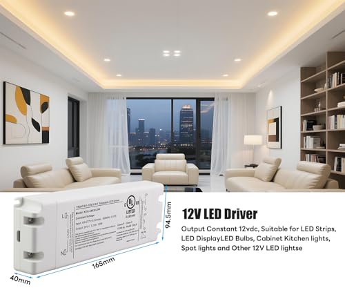 12V 30W Dimmable LED Driver, Power Supply for ELV, TRIAC Dimmer, AC to DC Transformer for LED Lighting, UL Listed, Class 2 — view 2