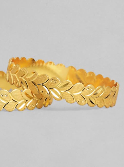Image of Bangles Indian Rajasthani Handmade Meena Work Gold Plated Ad size 2.8 inch normal size Traditional Jewelry gifting wedding 6364 (Leaf /Patti Design-1, 2.4)