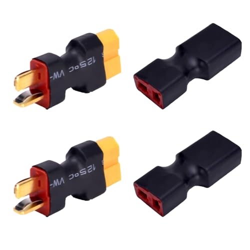 LINSYRC 2 Pairs XT60 to T-Plug Connector RC Male Female Adapter for RC Car Plane Lipo Battery ESC