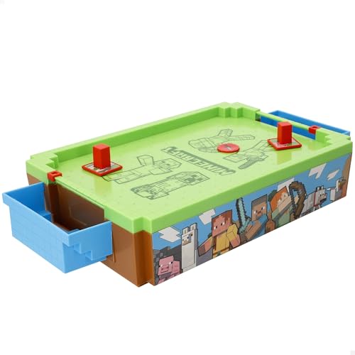COLORBABY Minecraft Mini Air Hockey Mesa electrónico, Overworld, Superficie Aire, Marcador, Diseño Premium, Licencia Oficial, Juegos Mesa electrónicos, Juguete colección, Niños, Adultos (77718)