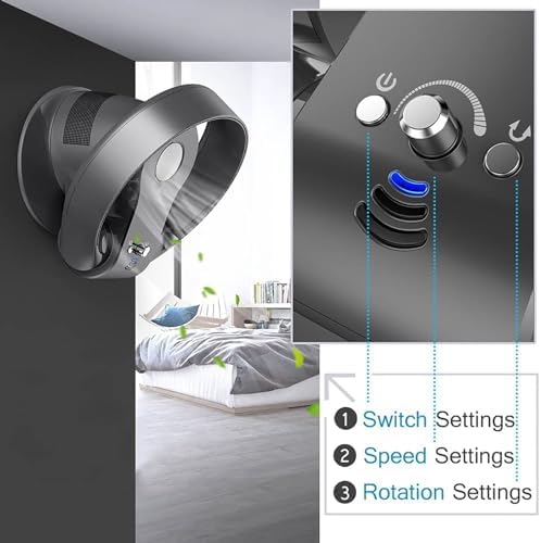 Bladeless Wall Mounted Fan with Remote Control, Timer, Silent Operation, 90° Oscillation - Perfect for Home & Commercial Cooling Solutions