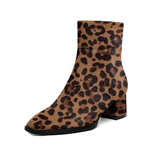 Eldof Low Block Heel Ankle Boots Women's Square Toe Chunky