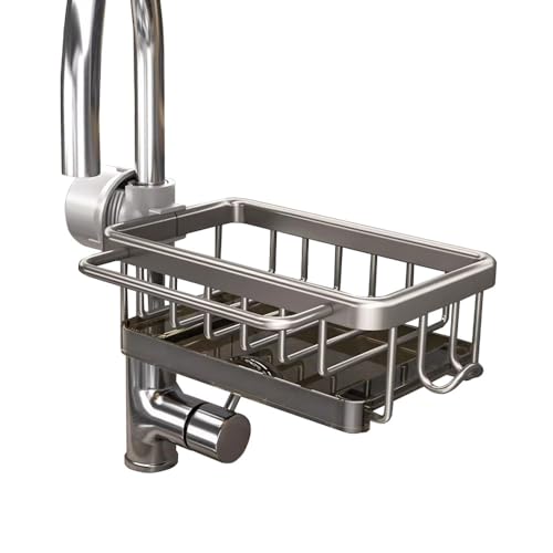 Clip-on Draining Basket, Adjustable Kitchen Drain Basket, Kitchen Basket for Storage rack, dishwashing sink, sink, draining basket, multi-functional rack (Silver)