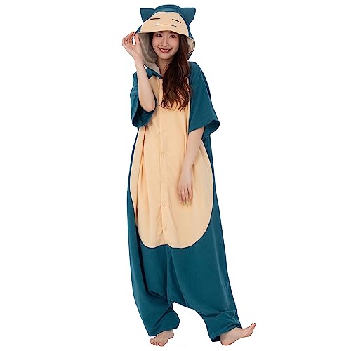 SAZAC Kigurumi - Pokemon - Snorlax - Mono de verano para Halloween, Azul, talla nica