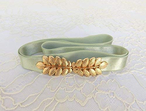 Mint Green Elastic Gold Grecian Leaf Waist Belt3