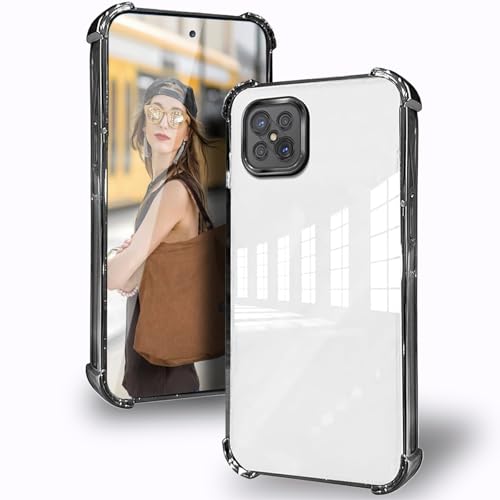 DESSEN Cover per Oppo Reno 4Z 5G / Reno4 Z 5G con Protezione Obiettivo Fotocamera & Angoli Rinforzati Airbag Antiurto Custodia Silicone Trasparente Morbida TPU Anti-ingiallimento, Nero