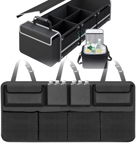 HIRALIY 4-in-1 Car Trunk Organizer With Leakproof Cooler Bag - Collapsible Storage Box For SUV/Truck