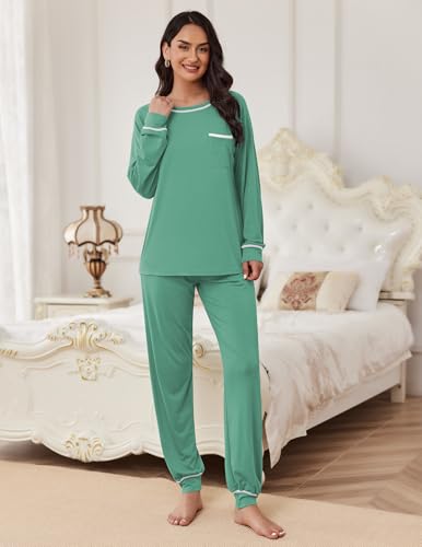 Image of Ekouaer Pajamas Set for Women Soft Comfy Pjs Sets Long Sleeve Sleepwear Loungewear S-XXL