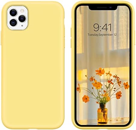 iPhone 11 Pro Max Case DOMAVER Liquid Silicone Slim Lightweight Smooth Soft Gel Rubber Microfiber Lining Cushion Texture Cover Shockproof Protective Phone Cases for iPhone 11 Pro Max 6.5", Brown/Khaki