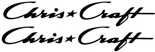 Marine Graphics Set of 2 Boat Hull Vinyl Decals for Chris Craft Boat Restoration Stickers, Size 42 inches, All Black Color