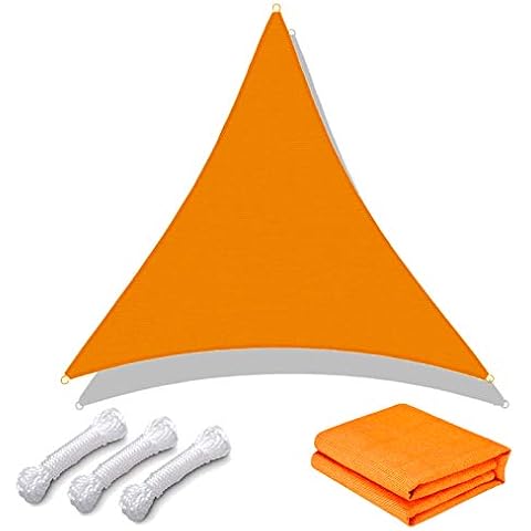 wiipara Sun Shade Sail Triangle Water Resistant PES Outdoor Garden Patio Sunscreen Shelter Awning Canopy 95% UV Block with Free Rope for Party Pergola Backyard, Orange, 2x2x2m Cover