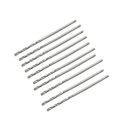 Aexit 10 Pcs Tool holder Silver Gray HSS 1.1mm Dia 37mm Long Spiral Flute Twist Drilling Bits Model:20as440qo712