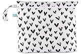Bumkins Waterproof Wet Bag/Dry Bag, Washable, Reusable for Travel, Beach, Pool, Stroller, Diapers, Dirty Gym Clothes, Wet Swimsuits, Toiletries, 12 x 16 – Hearts