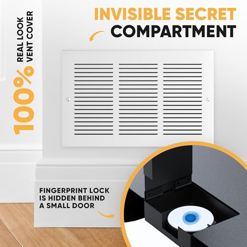 Image of Elder Welder Hidden Wall Safe with Air Vent Cover, Biometric Lock | Easy to Install, Fits Perfectly Between 16 inch Studs, Hidden Safe for Money