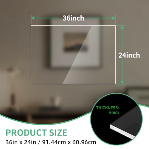 Image of 5 Pack 24X36 Plexiglass Sheets1 /4 inch Thick,6mm Clear Acrylic Sheet | Plexi Glass Panel for Diy Project, Craft, Window Glass, Picture Frame, Table Top,Acrylic Sign Cut with Saw or Hand Tools