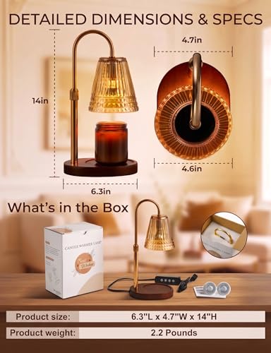 Candle Warmer Lamp with Timer Dimmer, Ideal Gift for Women & Mom, Smokeless Wax Melter for Scented Candles & Tarts, Dimmable Aromatherapy Home Decor, Ideal Gift for Women & Mom - image 7