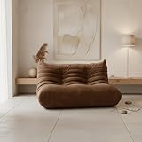 Lodkccy Giant Memory Foam Loveseat Bean Bag Chair Adult Bean Bag Sofa Fireside Lazy Chair with Filler Beanbags Lazy Sofa for Bedroom Office,Brown
