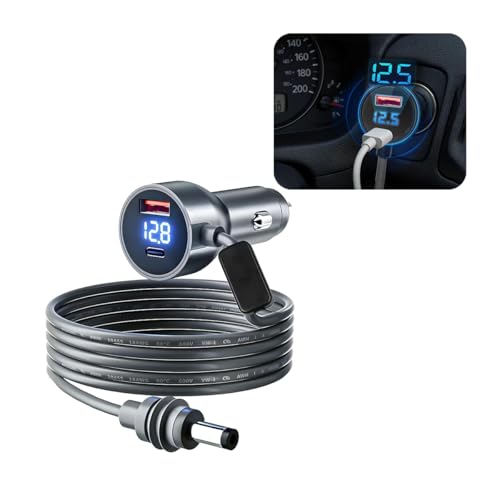 Moioee 3 in 1 Starlink �~�j�J�[�`���[�W���[ DC�d���P�[�u���A12V 18AWG �h���ԗ��V�K���b�g���C�^�[�A�_�v�^�[ �f�W�^���f�B�X�v���C�t���AUSB C USB A PD�I�[�g�d���A���j�o�[�T���t�B�b�g(6.6�t�B�[�g)