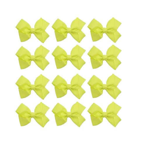 Image of Small Solid Bow for Girls - Set of 12 (Neon Yellow)