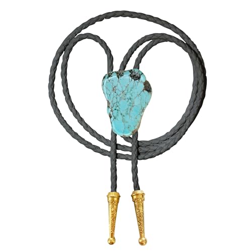 Image of Daisy Del Sol Gemstone Bolo Tie Braided Vegan Faux Leather Natural Stone Gold Handmade Necklace Adjustable Boho Western Jewelry