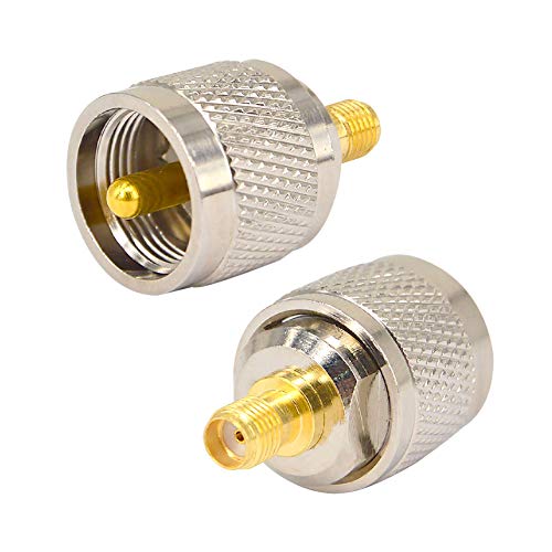 onelinkmore Ham Radio Antenna Adapter UHF Male to SMA Female RF Adapter UHF PL-259 PL259 Connector to SMA Coax Connector for Amateur Broadcast Radios WiFi HT CB Radio Antenna Cable Pack of 2