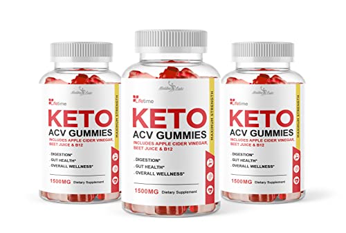 Lifetime Keto ACV Gummies for Weight Loss - 1500mg Once a Day, New Strong Time Released Advanced Ketogenic Formula - Life Time Premium Apple Cider Vinegar Ketosis Gummies (3 Pack) 90 Day Supply