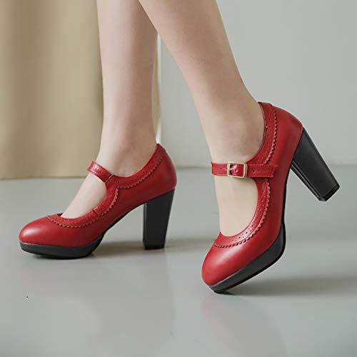 Bellirala Womens Platform Mary Jane Block Heel Pumps Round Toe Dress Shoes3