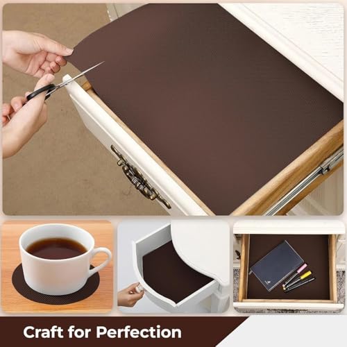 Image of EVA Fridge Shelf Liner Roll, Washable Drawer Mat Sheet, Cut-to-Size Cabinet & Refrigerator Shelf Protector, Food Contact Suitable Multipurpose Kitchen Table Liner Roll, 3 Meter (Brown Brown)
