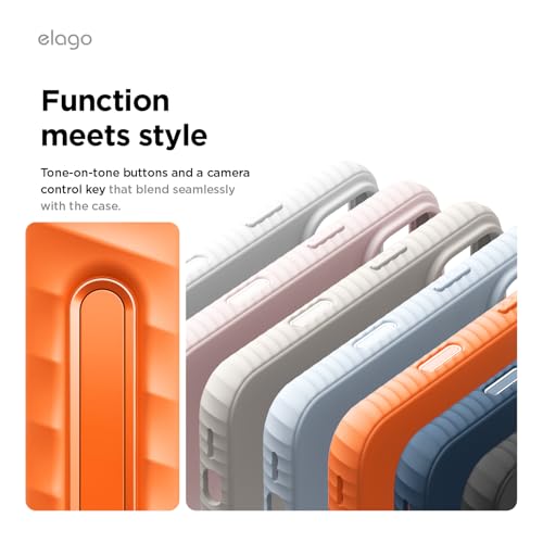 Image of elago Magnetic Ridge Silicone Case for iPhone 17 Pro Max Orange | Compatible with MagSafe, Liquid Silicone Material, Protection, Shockproof, Slim Phone (Orange)