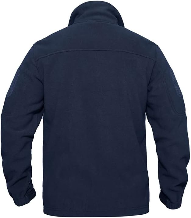 Alloaone Men's Fleece Tactical Stand Collar Multi Pockets Military Field Jackets Outerwear Outdoor Coat