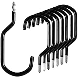 Etoolia Heavy Duty 8 Pack Bike Hooks for Garage Wall Mount Screw in Ceiling Hooks, Bicycle Hooks for Hanging - Utility Hooks for Ladder, Extension and Power Tools Storage - Black