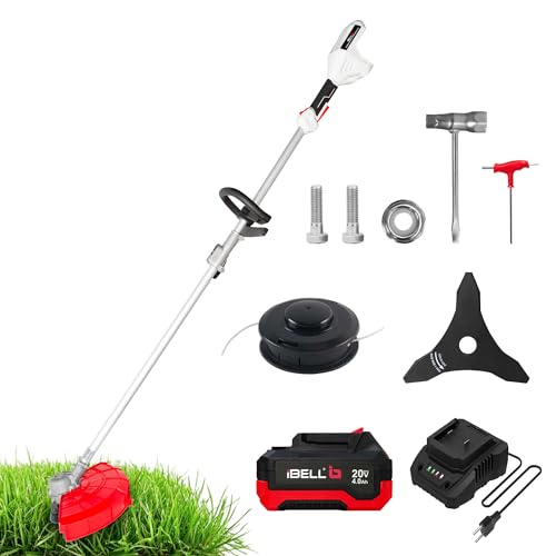 Image of IBELL BB20-30 Cordless Trimmer /Brush Cutter /Grass Cutter 20V BLDC Motor 6000 RPM,4.0Ah Battery & Fast Charger,Blade & Trimmer Head,for Garden, Lawn, Yard,Lightweight Tool- 6 Months Warranty