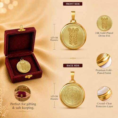 Image of DIVINITI 24K Gold Plated Double-Sided Religious Pendant with Premium Gift Box, Spiritual Locket for Men & Women, Devotional Jewellery for Gifting & Everyday Wear
