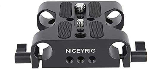 NICEYRIG Multipurpose Camera Base Plate with 15mm Rod Rail Clamp for DSLR Rig Support System
