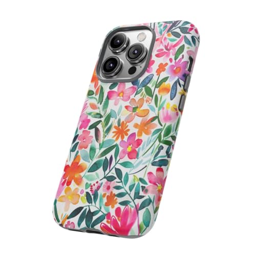 Coque rigide mate iPhone 14 Pro à fleurs aquarelle rose - 2