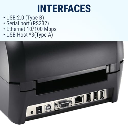 Image of McAuley Labels GoDEX RT730i+ 4 inch Thermal Label Printer - 300 DPI Desktop Barcode Printer with Color Display - USB, Ethernet