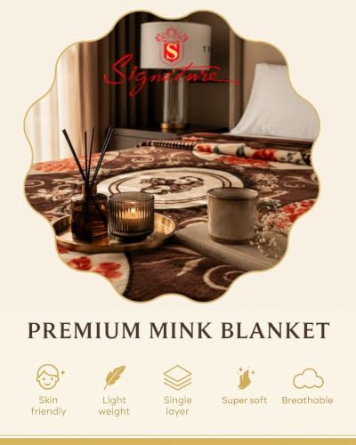 Image of Signature Premium Winter Mink Blanket for Single Bed | Heavy Warm Soft Blanket for Winters | Ultra Soft, Skin Friendly, Breathable, Single Layer Mink Blanket for Adults & Kids (Classic Charm)