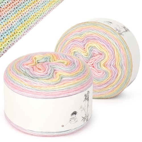 Image of Katech Ombre Yarn for Crocheting Knitting-Gradient Cake Variegated Soft Yarn with Vibrant Colors,Multicolor-Perfect for Blankets, Scarves, Shawls and Garments (Color D)