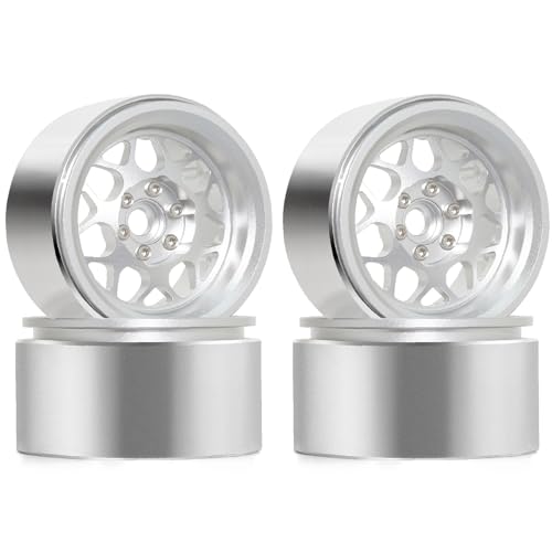REDSPIDER 2.2 Beadlock Wheels?4PCS? Aluminum 2.2 Wheels for 1/10 RC Rock Crawler Car Axial Wraith RR10 SCX10 II III 90046 TRX4 TRX6 YETI D90 CC01 RC Crawler Car Upgrade Parts (Silvery)