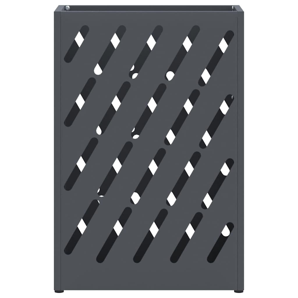 ACAGALA Paragüero de metal, rectangular y diseño de corte en líneas diagonales, amplio espacio de almacenamiento, soporte para paraguas para decoración de oficina o pasillo, 28 x 12 x 41 cm, antracita