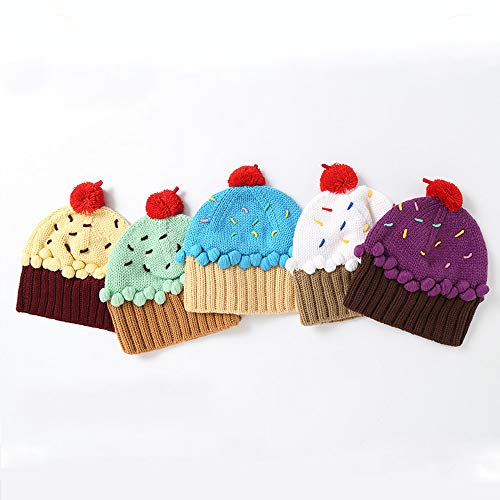 Xinqiao Unisex Kids Cupcake Beanie Cartoon Knitting Hat For 3-8 Years Boys Girls (White) #TOP2