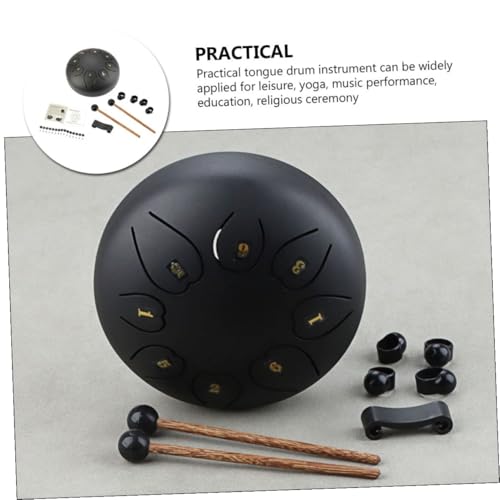 Tambor de percusión metálico negro portátil para principiantes miniatura 3