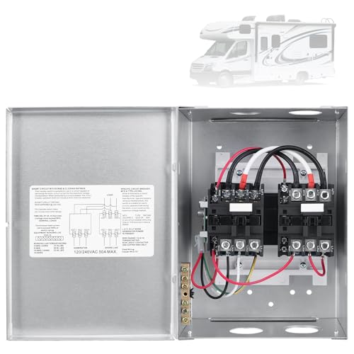 LINKCRO RV Transfer Switch, 50 Amp Automatic Transfer Switch for RV Speedboats Home Standby 120/240 Volt PD52 Power