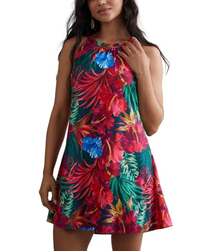 Image of ANYFITTING Summer Dress with Built in Bra Casual Beach Sundress Flowy Halter Mini Short Dresses for Women 2026