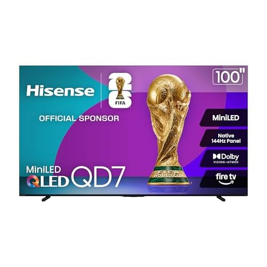 Hisense 100" Class QD7 Series Mini-LED 4K UHD Smart Fire TV (100QD7QF, 2025 Model) - QLED, 144hz, HDR10+, Dolby Vision, Dolby Atmos, Game Mode Pro, ALLM, Alexa Built in with Voice Remote, Black