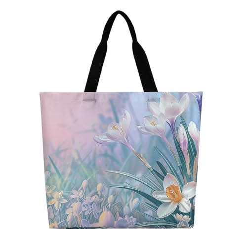 Blue to Peach Gradient Tote Bag Large Women Casual Shoulder Bag Reusable Grocery Bag Fasion Handbag for Office Shopping Travel