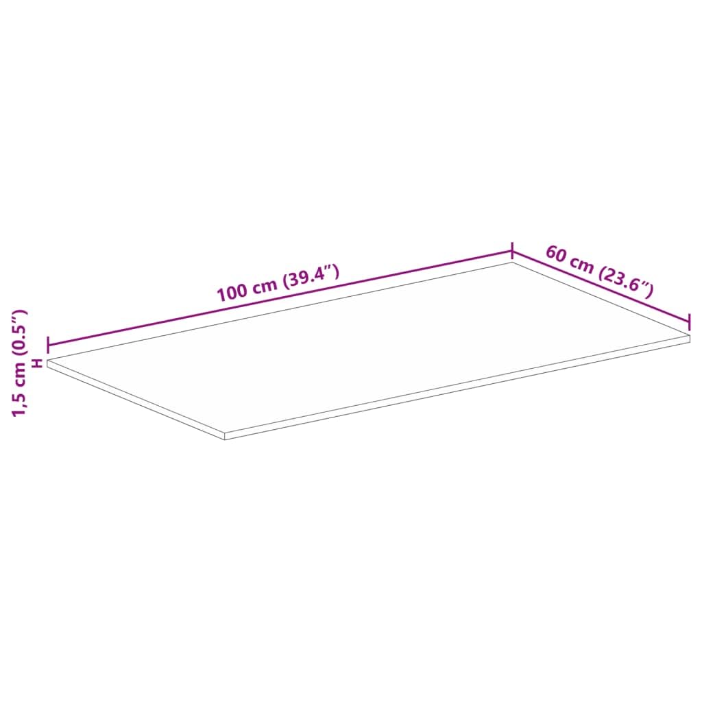 vidaXL Tischplatte, Holzplatte Rechteckig, Massivholzplatte für Tisch Esstisch Couchtisch, Ersatztischplatte, 100x60x1,5cm Altholz Massiv