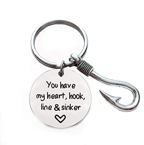 You have my heart, hook, line and sinker Fisherman keychain,gift for Boyfriend,fiancé and hunsband.Valentine's Day gift,Anniversary gift